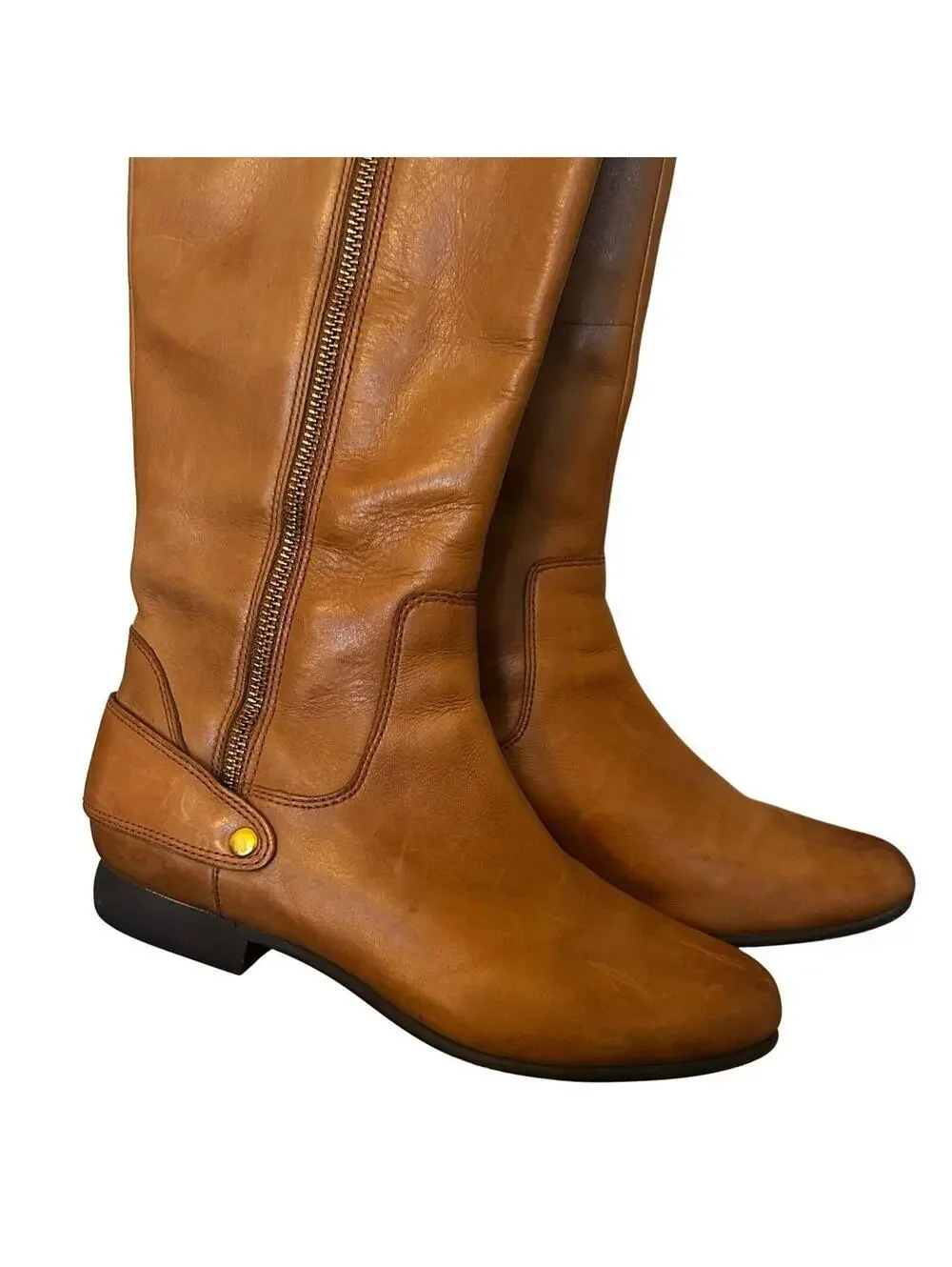Clark’s Brown Leather Mid-Calf Riding Boots with Side Zipper